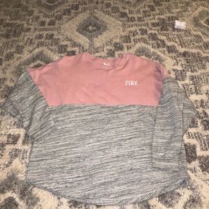 PINK Victoria's Secret Pink and Gray Long Sleeve Tee